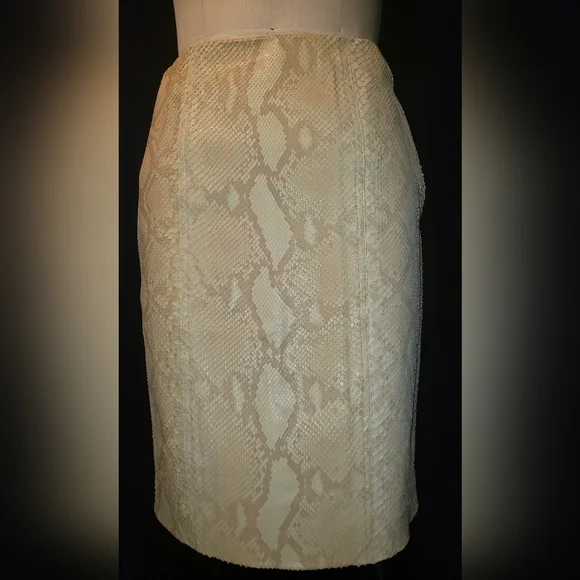 Ralph Lauren Black label natural tan cream 100% python snakeskin skirt 10 - Picture 6 of 13